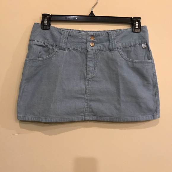 Split Baby Blue Corduroy Mini Skirt - Picture 6 of 10